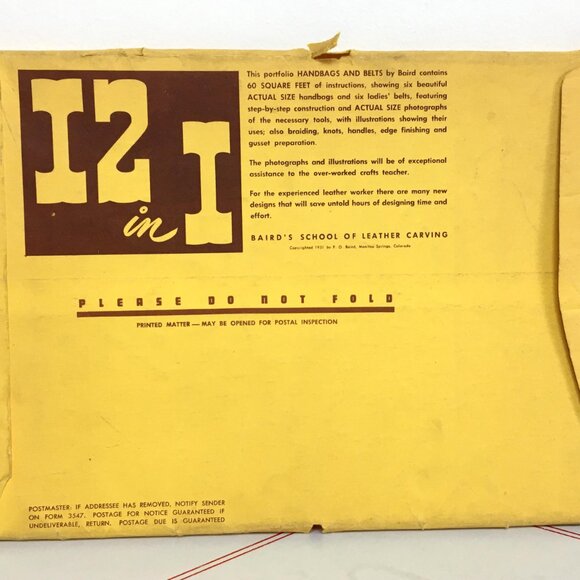 Vintage 1951 F. O. Baird Purse Pattern Set - 12 Purses + Belts - Picture 5 of 9